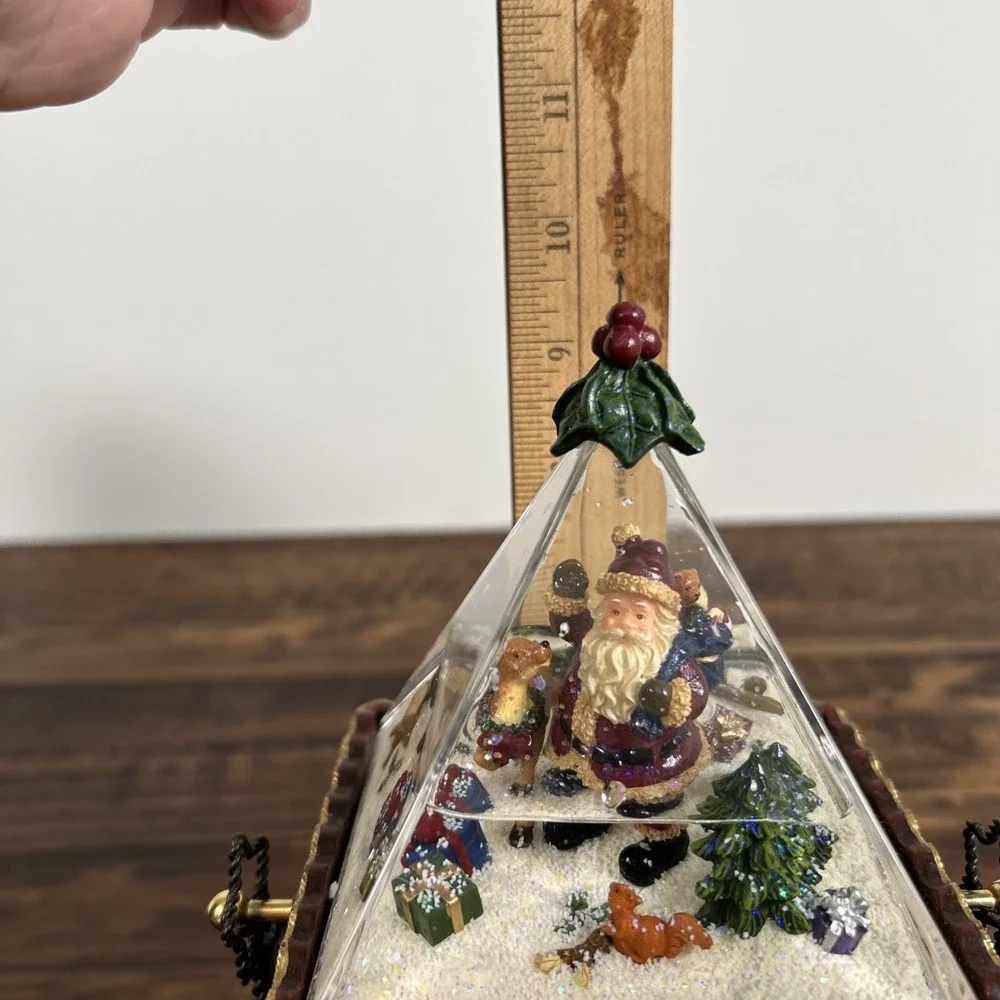 Rotating Pyramid Water Globe Christmas Santa‎ Snowman with Box. Kirkland Brand